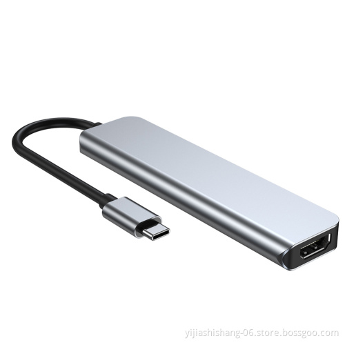 High Quality 6 In1 Multiport Usb C Hub To Hdmi-compatible Adapter Type C To Usb 3.0 Sd Tf Card Reader Adapter Usb Hub For Laptop